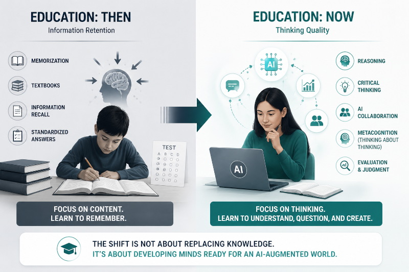Eduction then education now