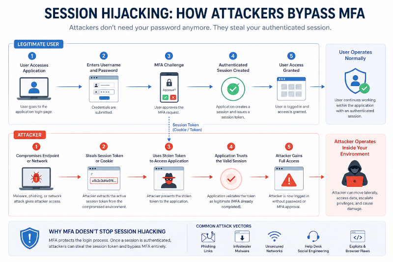 Session hijacking How attakers Bypass MFA